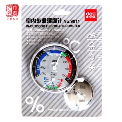 得力9011溫濕度計(jì) 高精度臺(tái)放壁掛式室內(nèi)外溫度濕度計(jì) 進(jìn)口機(jī)芯