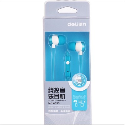 得力4353入耳式線(xiàn)控音樂(lè)耳機(jī) 手機(jī)電腦通用 手機(jī)線(xiàn)控耳麥 耳塞