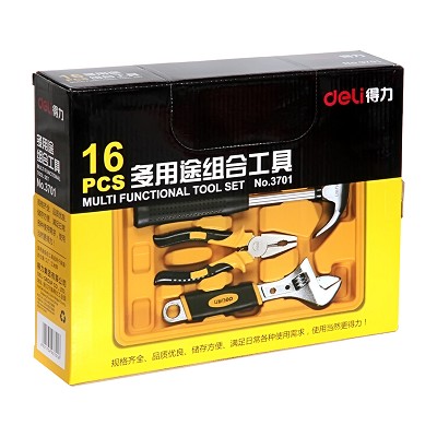 得力3701工具套裝 多功能組合工具箱多種工具套裝 得力辦公文具