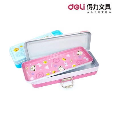 得力95556 文具盒 鐵質(zhì)三層文具盒 馬口鐵3層鉛筆盒 學生文具盒