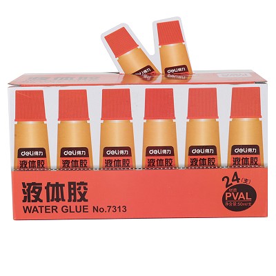 得力7313液體膠 強(qiáng)粘型液體透明黃膠水 50ml 粘性強(qiáng) 海綿頭出膠