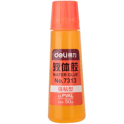 得力7313液體膠 強(qiáng)粘型液體透明黃膠水 50ml 粘性強(qiáng) 海綿頭出膠