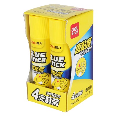 得力6372固體膠(白)(4支/盒)學(xué)生膠棒粘膠固體膠水