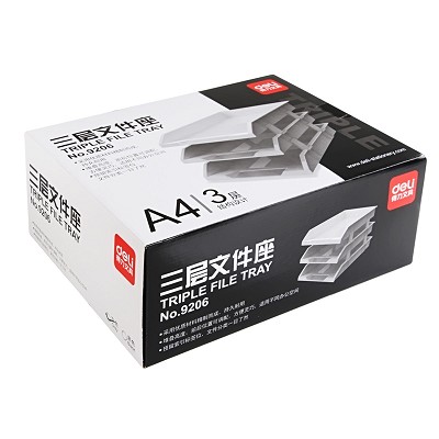 得力文件座9206 三層塑料文件框 環(huán)保防靜電 辦公資料收納整理架