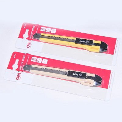 得力小號(hào)帶金屬護(hù)套美工刀2031 掛繩孔設(shè)計(jì) 自動(dòng)鎖定安全