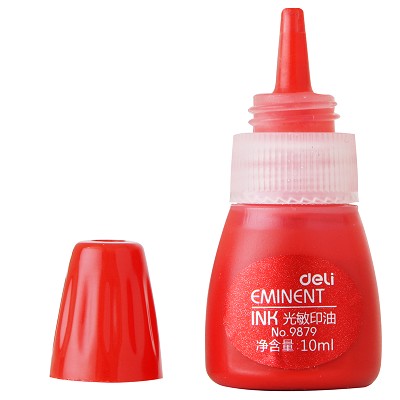 得力9879 光敏印油 印章/刻章/印臺使用印油 10ml 紅色 辦公用品