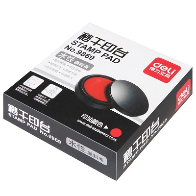 得力（DeLi）Ф85mm圓形塑殼快干印臺（印油紅色）9869