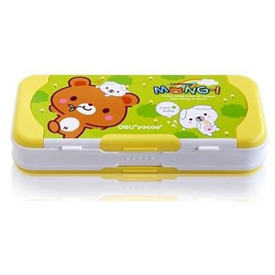 得力95585卡通可愛塑料文具盒 三層鉛筆盒 學(xué)生兒童筆盒 附送套尺