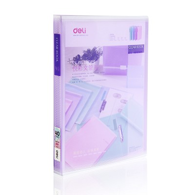 得力資料冊(cè)5063 A4彩色文件夾插頁(yè)袋 透明檔案冊(cè) 辦公個(gè)人用 40頁(yè)