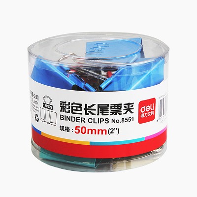 得力長(zhǎng)尾夾8551彩色票夾燕尾夾資料夾子桌面辦公36只/50mm