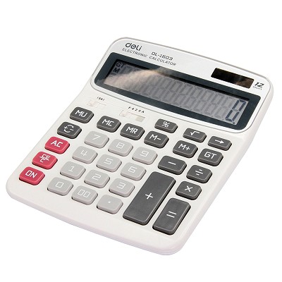 得力計(jì)算器1603 桌面計(jì)算機(jī) 大屏幕雙電源塑膠按鍵 辦公商務(wù)款