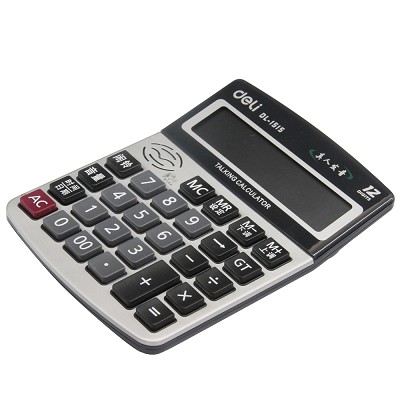 得力計算器1515 真人語音大屏幕計算機 桌面辦公用品 音樂鬧鈴