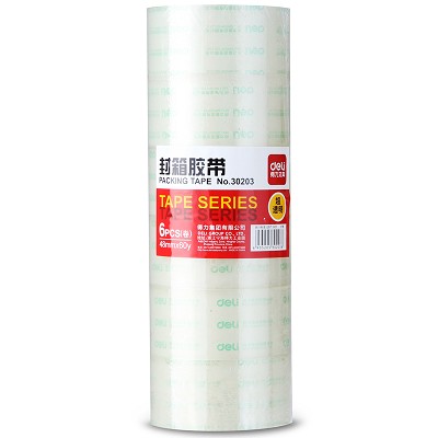 得力30203封箱膠帶 透明膠帶膠布48mm×60y/1卷打包膠帶
