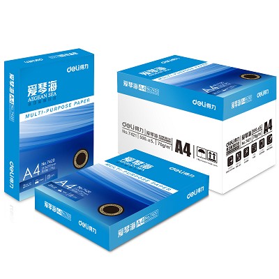 得力復(fù)印紙7421愛琴海雙面打印用紙A4白紙江浙滬皖包郵5包裝整箱