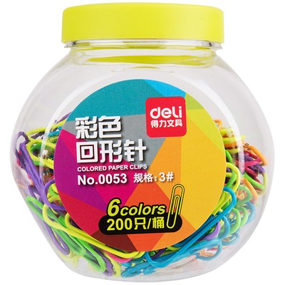 得力0053回形針彩色時(shí)尚工字釘辦公財(cái)務(wù)用品文具糖果色 2桶裝