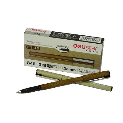 得力財務(wù)使用中性筆水筆簽字筆S46木本系列中性筆 0.38