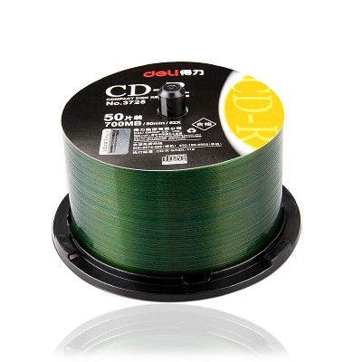 得力3725塑盒裝50片52X可記錄式 CD光盤CD刻錄盤刻錄光盤