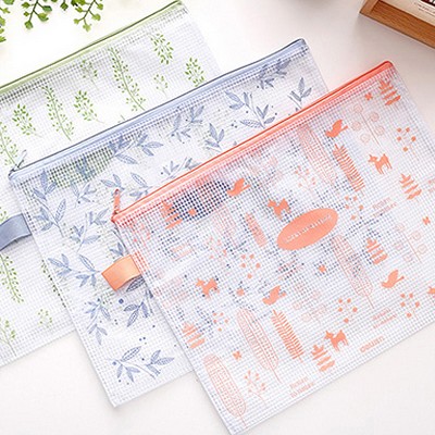 學(xué)生 用品 得力 96181 文件袋 網(wǎng)格 拉鏈袋 B5 卡通 網(wǎng)格 拉便袋