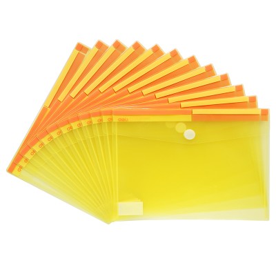 得力 5504魔術(shù)貼文件袋 A4資料袋 紐扣袋 半透明資料收納袋多色隨