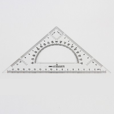 得力6420 塑料三角尺18/25/28cm三角板 小學生文具尺繪圖使用儀尺