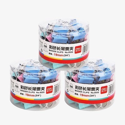 得力8555-5#彩色長尾票夾41MM（簡裝）
